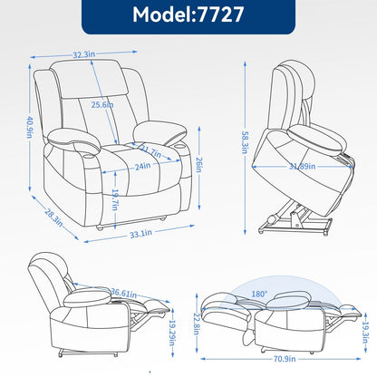 Faux?Leather Power Lift Recliner Chair with Massage, Heat & Dual Motors