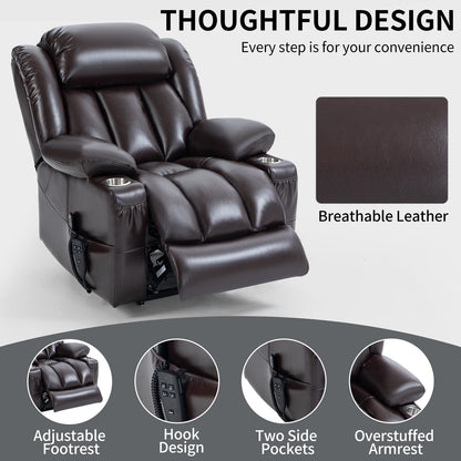 Faux?Leather Power Lift Recliner Chair with Massage, Heat & Dual Motors