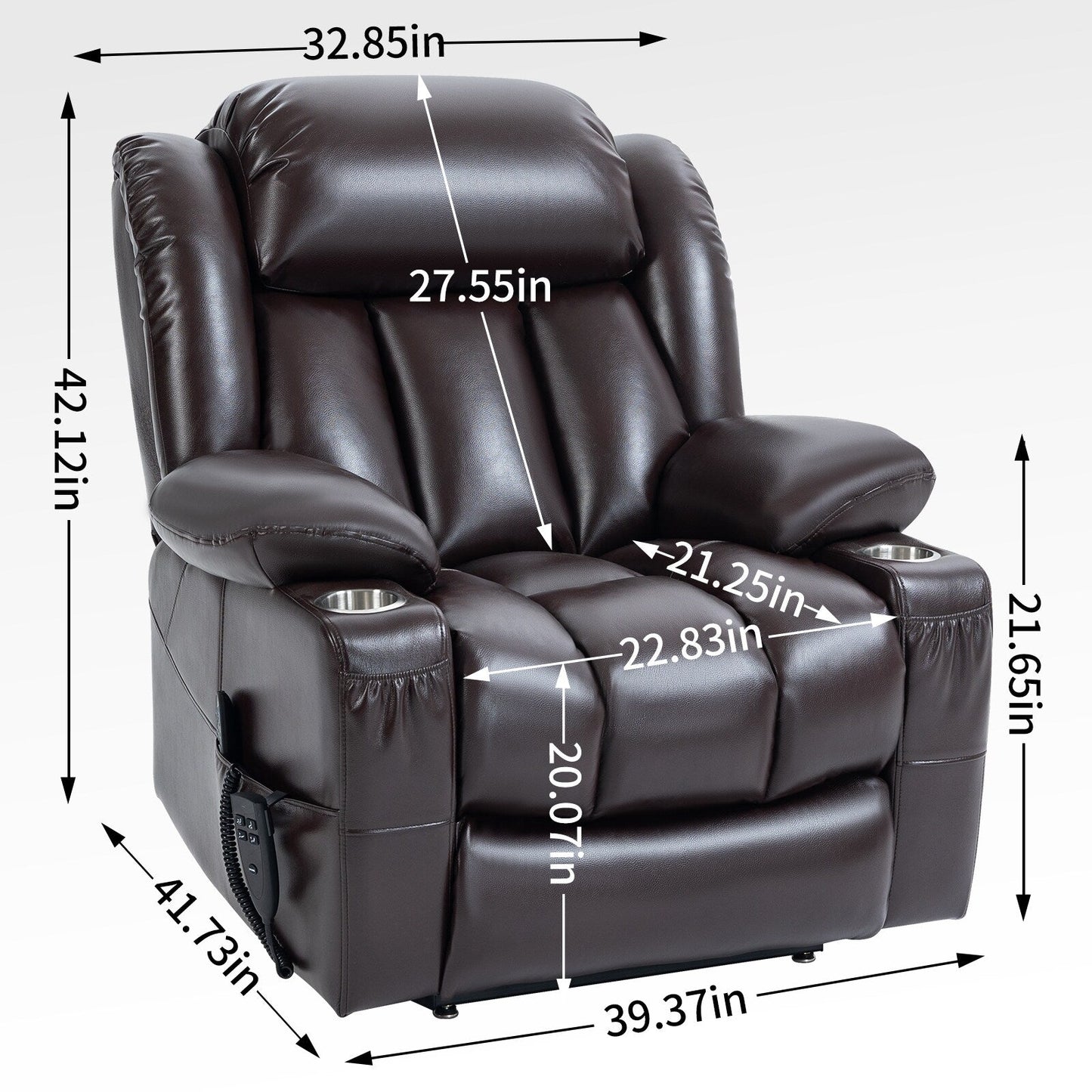 Faux?Leather Power Lift Recliner Chair with Massage, Heat & Dual Motors