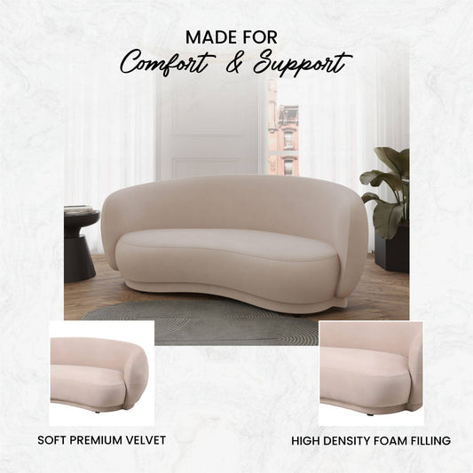 Faze 3-Seater Wide Couch Sofa Upholstered in Velvet for Living Room & Bedroom by Leisuremod
