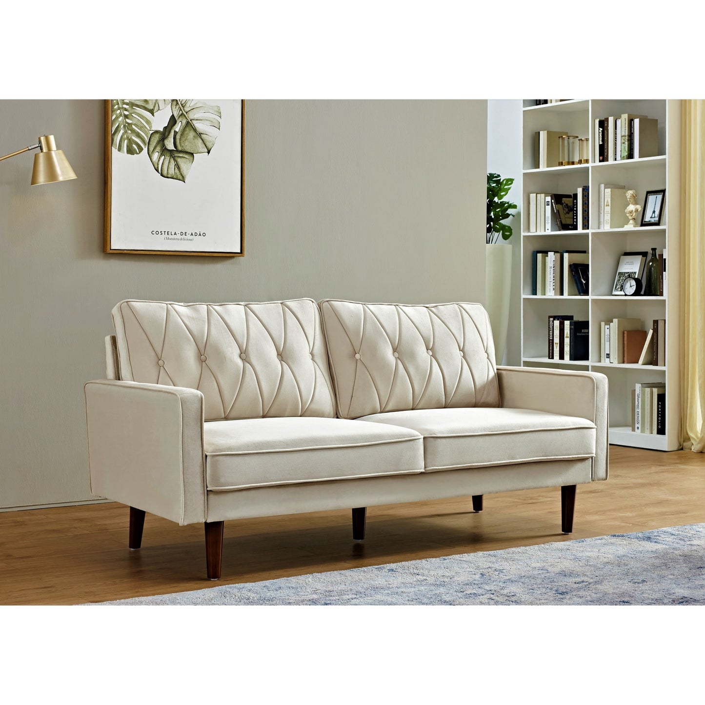 Feemster 69.3 Wide Velvet Tufted Cushion Back Sofa