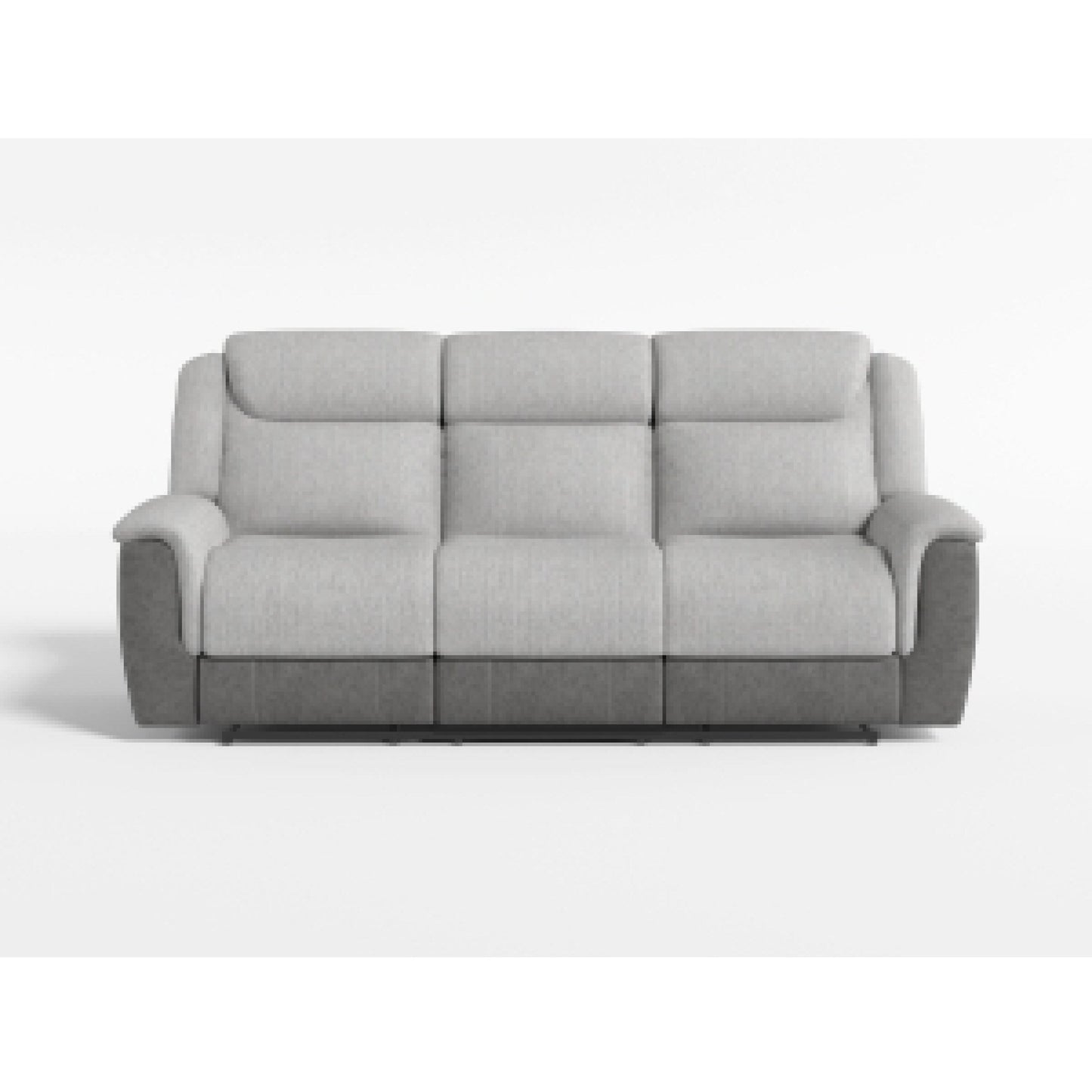 Feo Manual Reclining Sofa w Console, White Gray Microfiber 86 Inch