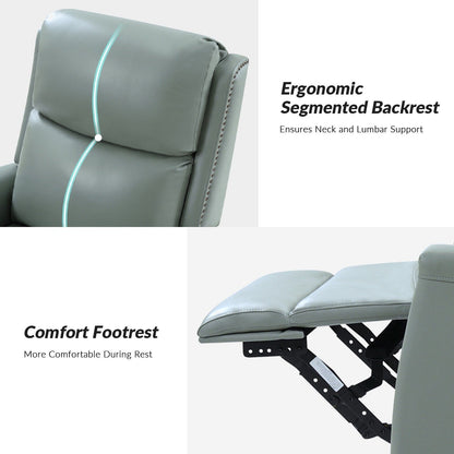 Fiacro 30.31Wide Modern Genuine Leather Wingback Swivel Rocker Recliner with Nailhead Trims