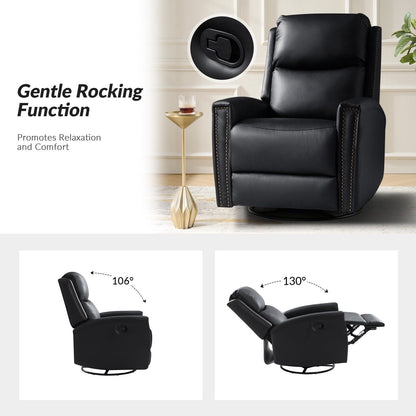 Fiacro 30.31Wide Modern Genuine Leather Wingback Swivel Rocker Recliner with Nailhead Trims, Set of 2