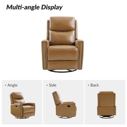 Fiacro 30.31Wide Modern Genuine Leather Wingback Swivel Rocker Recliner with Nailhead Trims, Set of 2