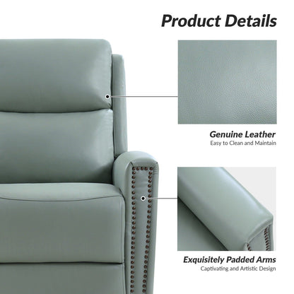Fiacro 30.31Wide Modern Genuine Leather Wingback Swivel Rocker Recliner with Nailhead Trims