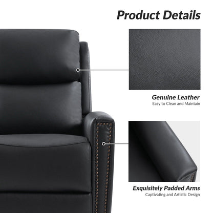 Fiacro 30.31Wide Modern Genuine Leather Wingback Swivel Rocker Recliner with Nailhead Trims