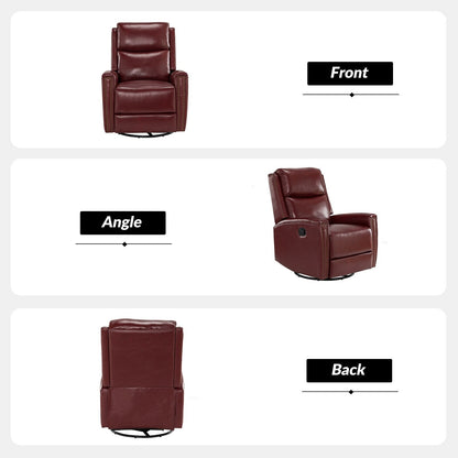 Fiacro 30.31Wide Modern Genuine Leather Wingback Swivel Rocker Recliner with Nailhead Trims