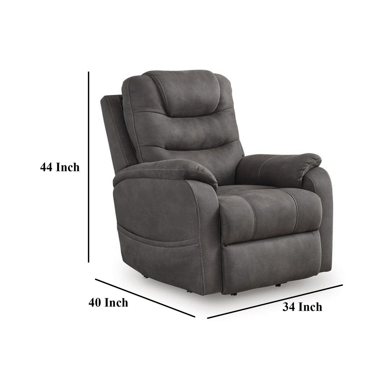 Fily Power Lift Recliner Chair, Heat Massage 40 Inch Gray Faux Leather