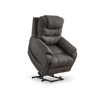 Fily Power Lift Recliner Chair, Heat Massage 40 Inch Gray Faux Leather