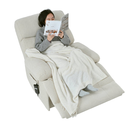 Flannel Power Lift Recliner with Side Pocket