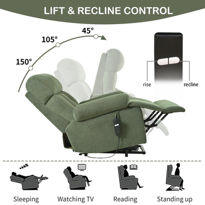 Flannel Power Lift Recliner with Side Pocket