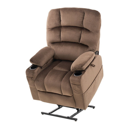 Flannelette Dual Motor Lift Chair, Massage, Heat & USB Ports