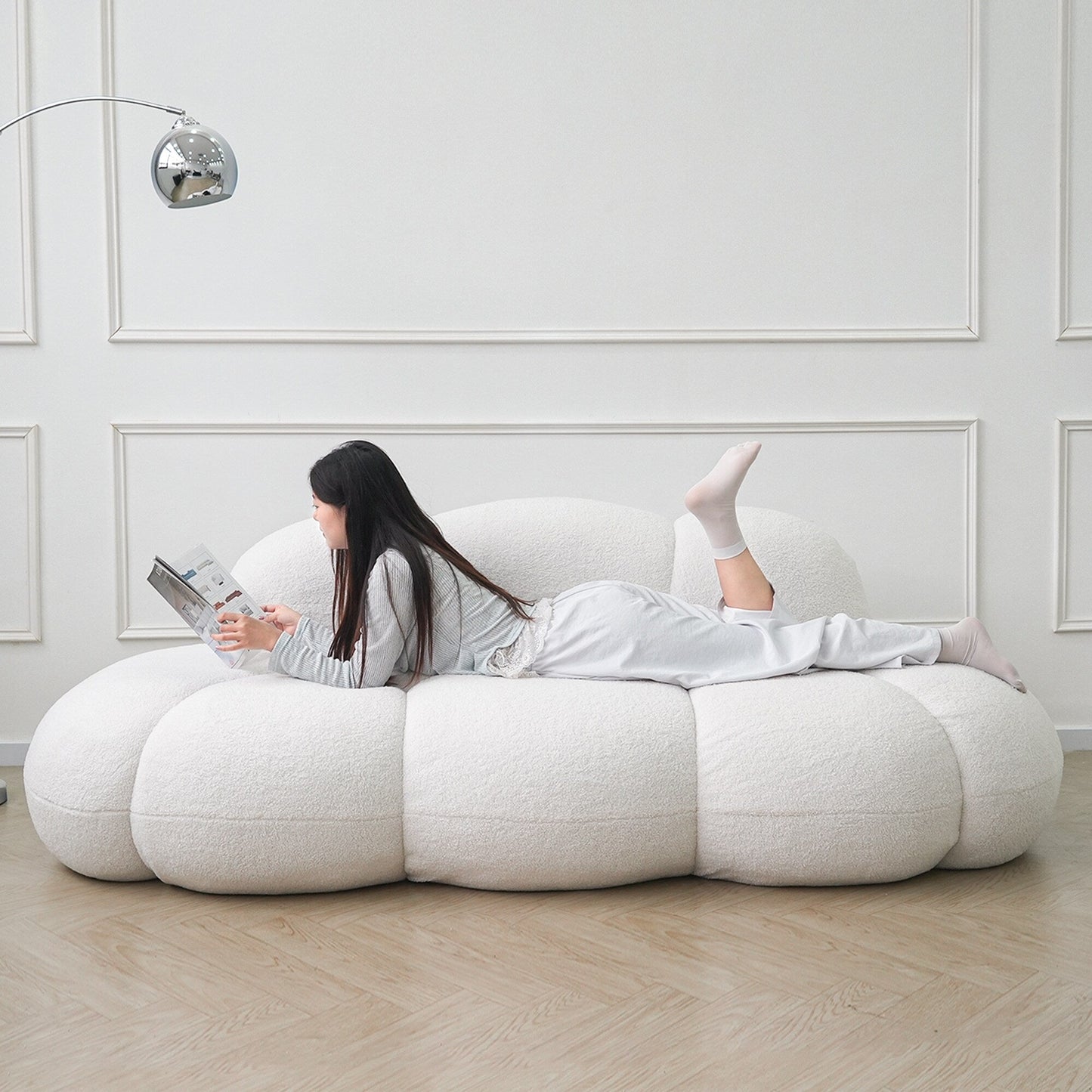 Floor Couch, Modern Loveseat Sofa, Lazy Sofa Round Floor Sofas, Cloud Memory Foam Boneless Couches for Living Room, Apartment