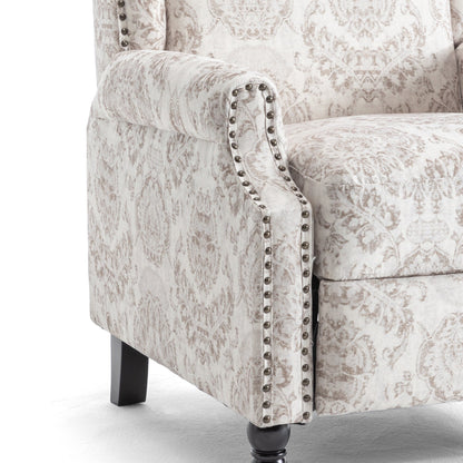 Floral Linen Manual Recliner Chair with Footrest set of 2