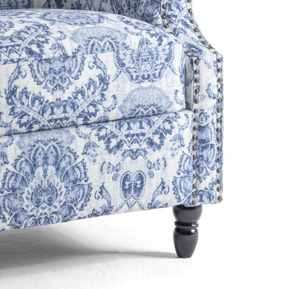 Floral Linen Manual Recliner Chair with Footrest set of 2