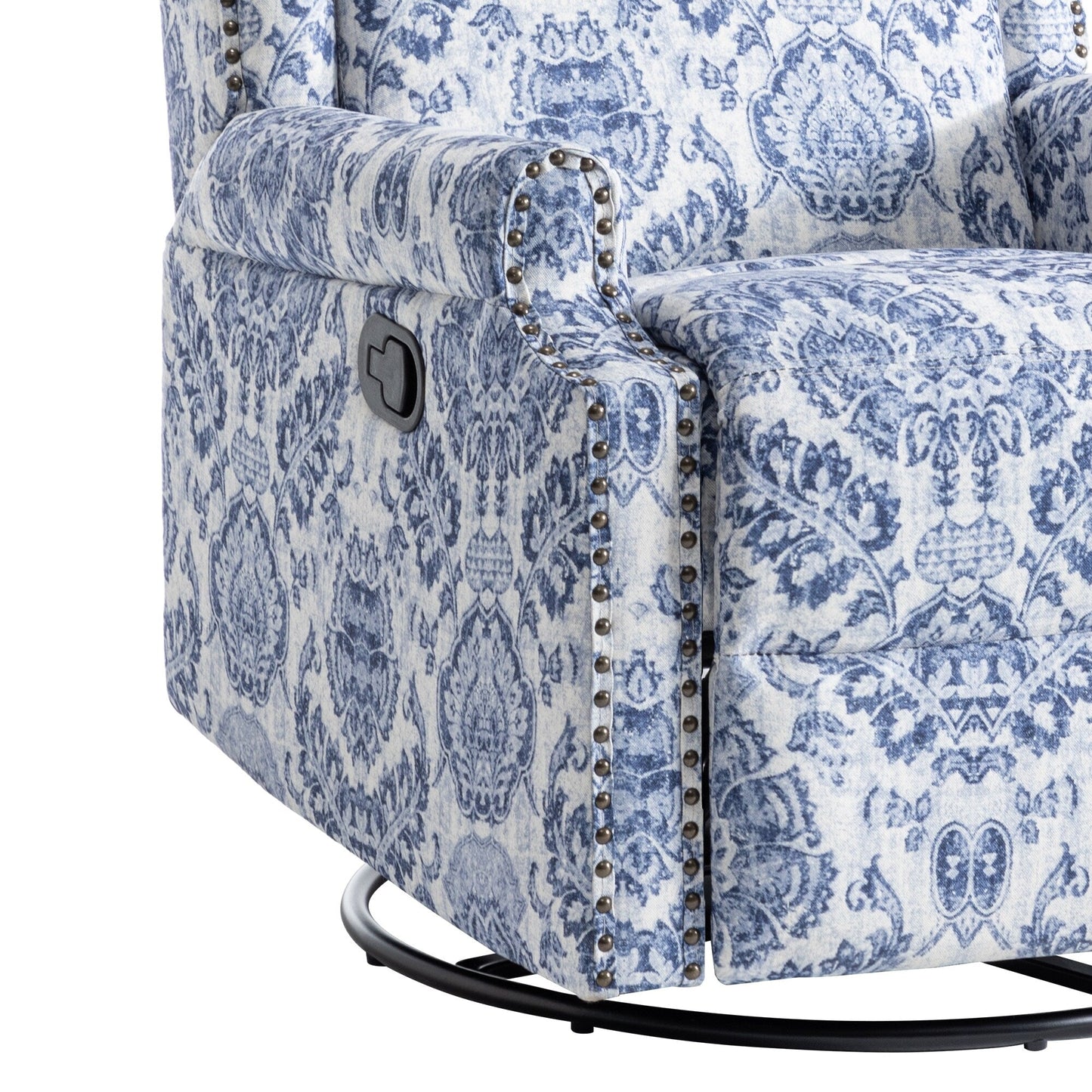 Floral Linen Manual Recliner Chair with Footrest set of 2