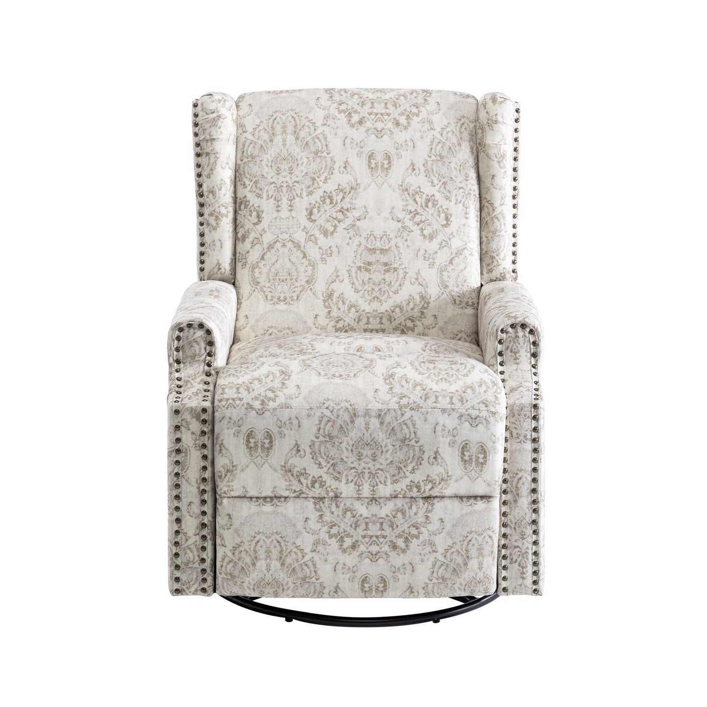 Floral Linen Manual Recliner Chair with Footrest set of 2