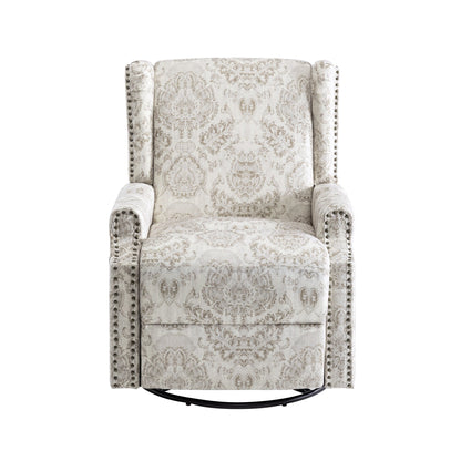 Floral Linen Manual Recliner Chair with Footrest set of 2