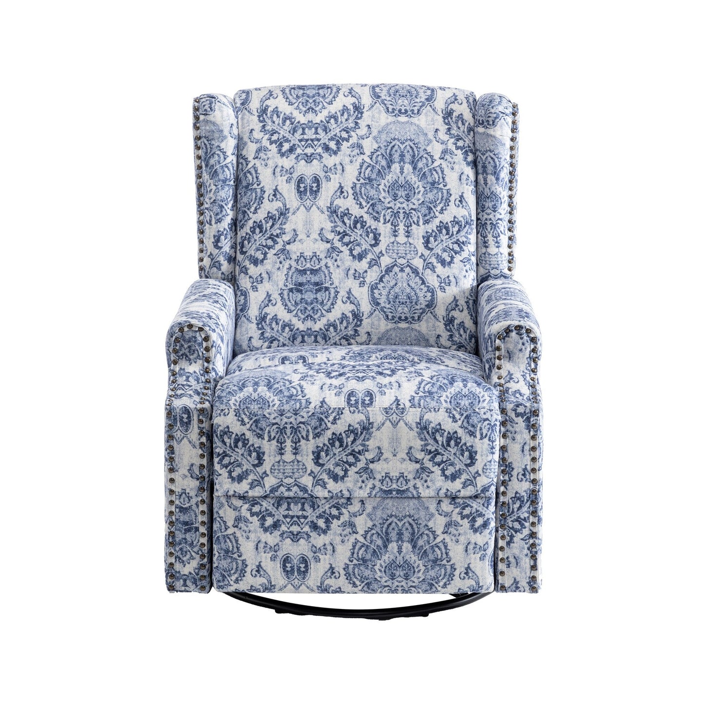 Floral Linen Manual Recliner Chair with Footrest set of 2