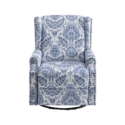 Floral Linen Manual Recliner Chair with Footrest set of 2