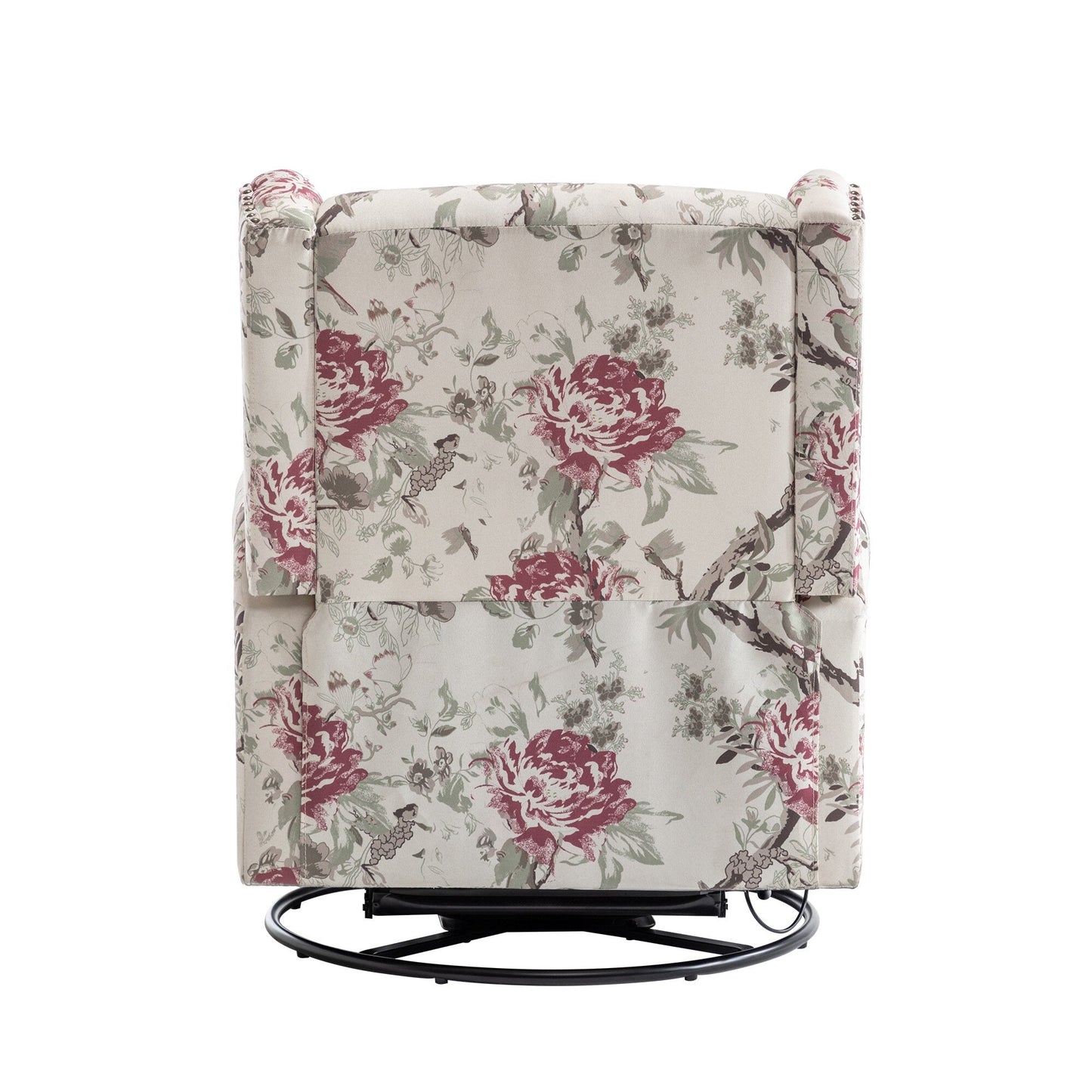 Floral Linen Manual Recliner Chair with Footrest set of 2