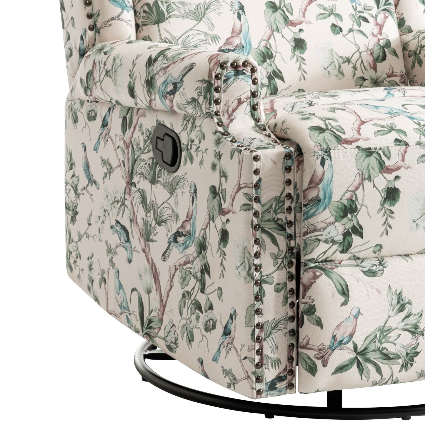 Floral Linen Manual Recliner Chair with Footrest set of 2