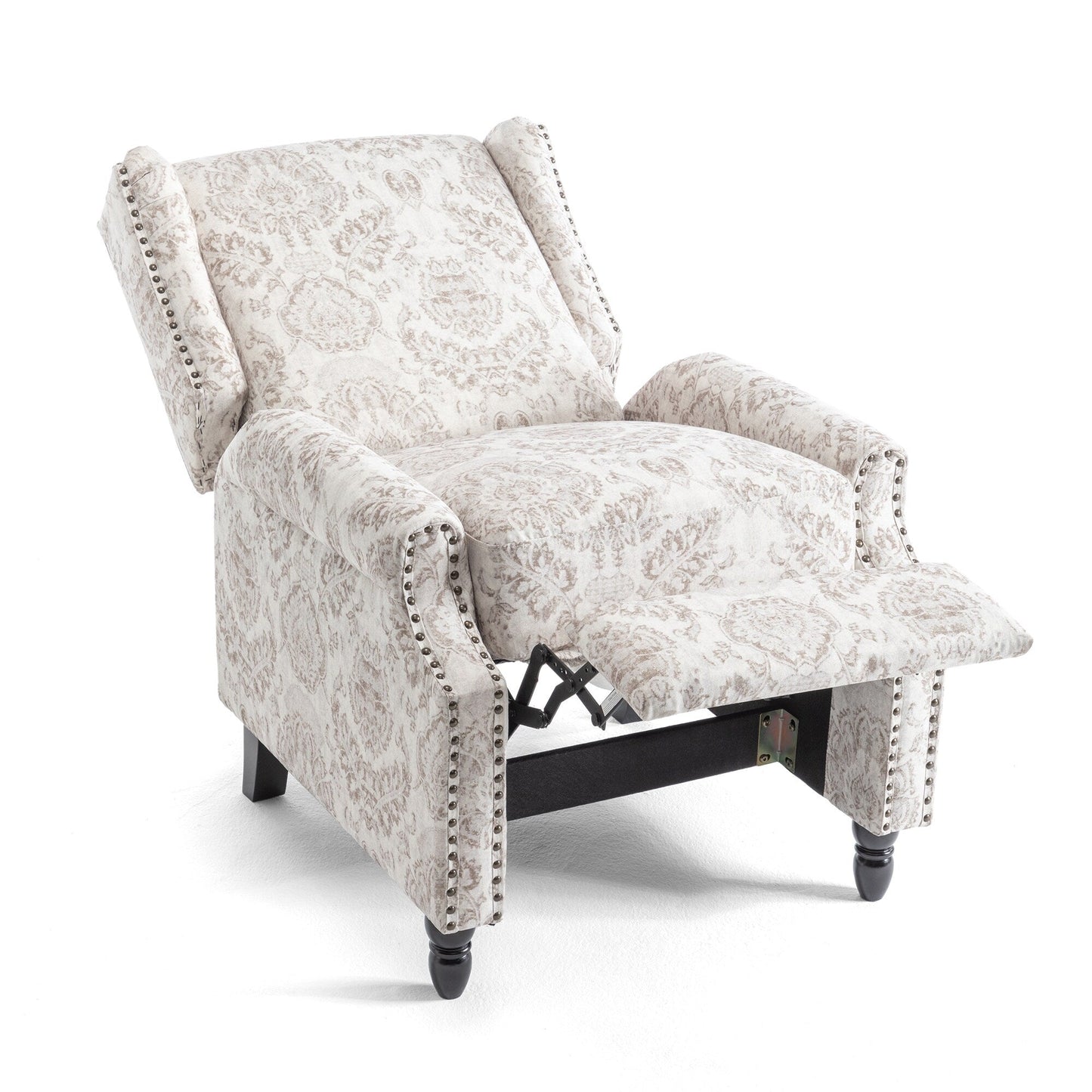 Floral Linen Manual Recliner Chair with Footrest set of 2
