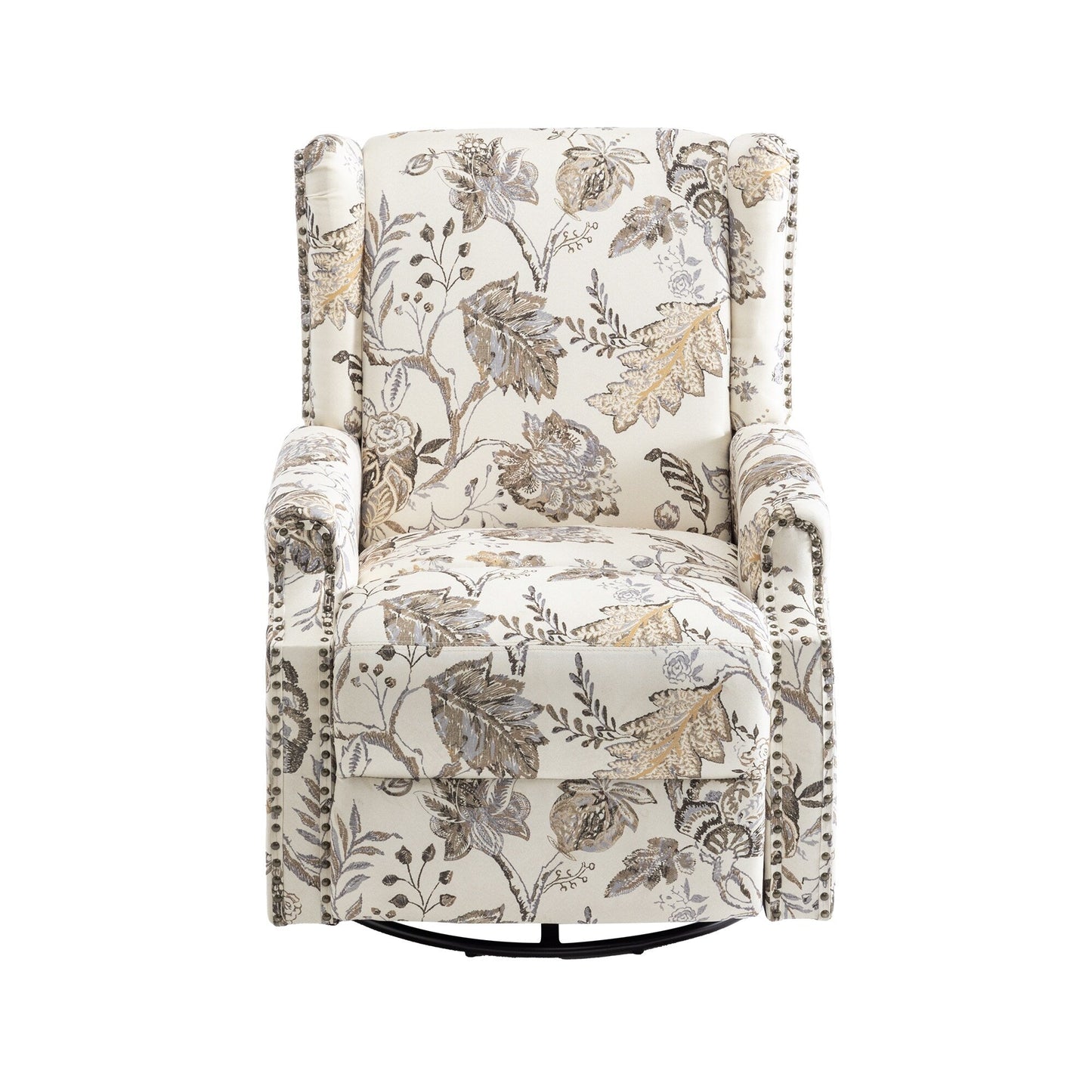 Floral Linen Manual Recliner Chair with Footrest set of 2