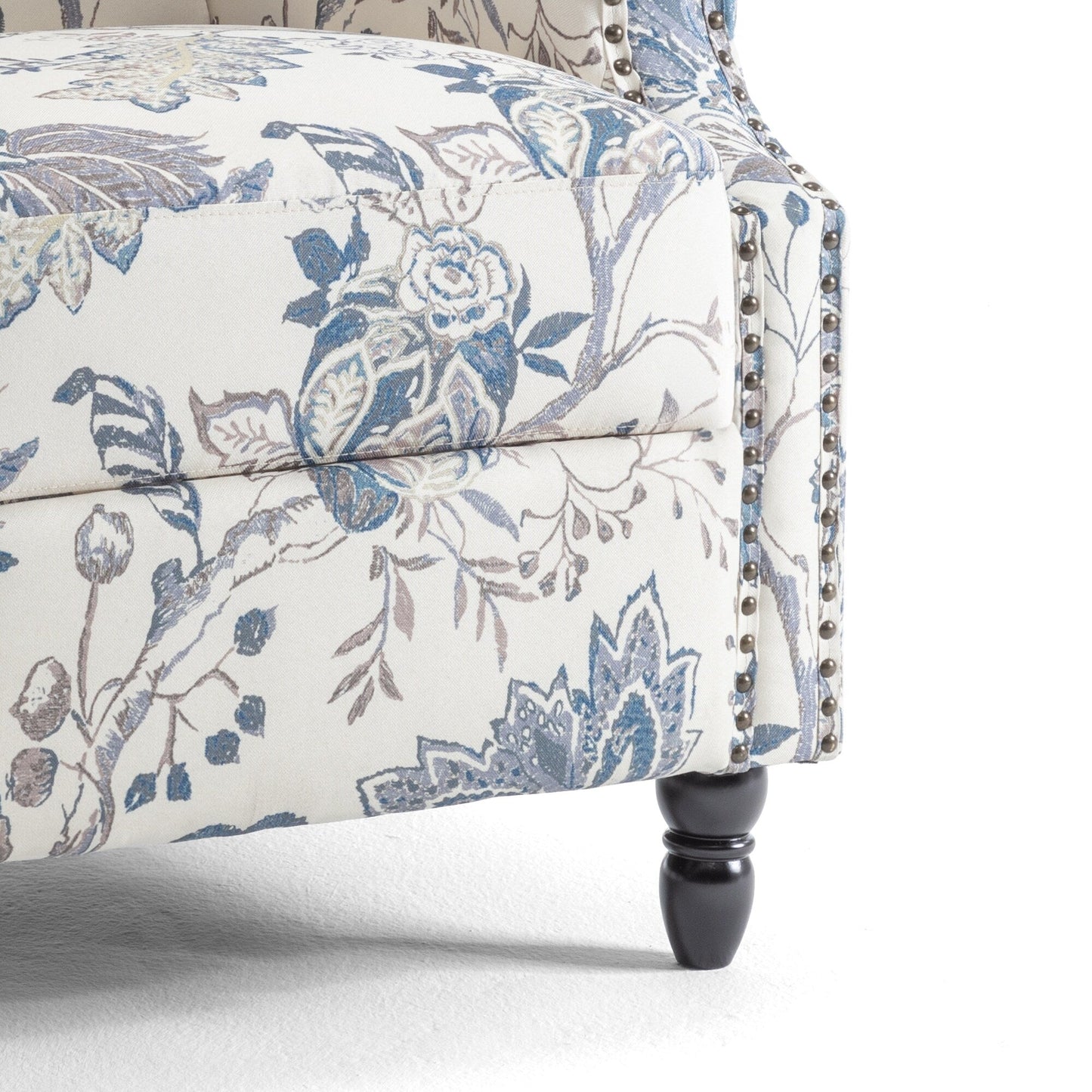 Floral Linen Manual Recliner Chair with Footrest set of 2