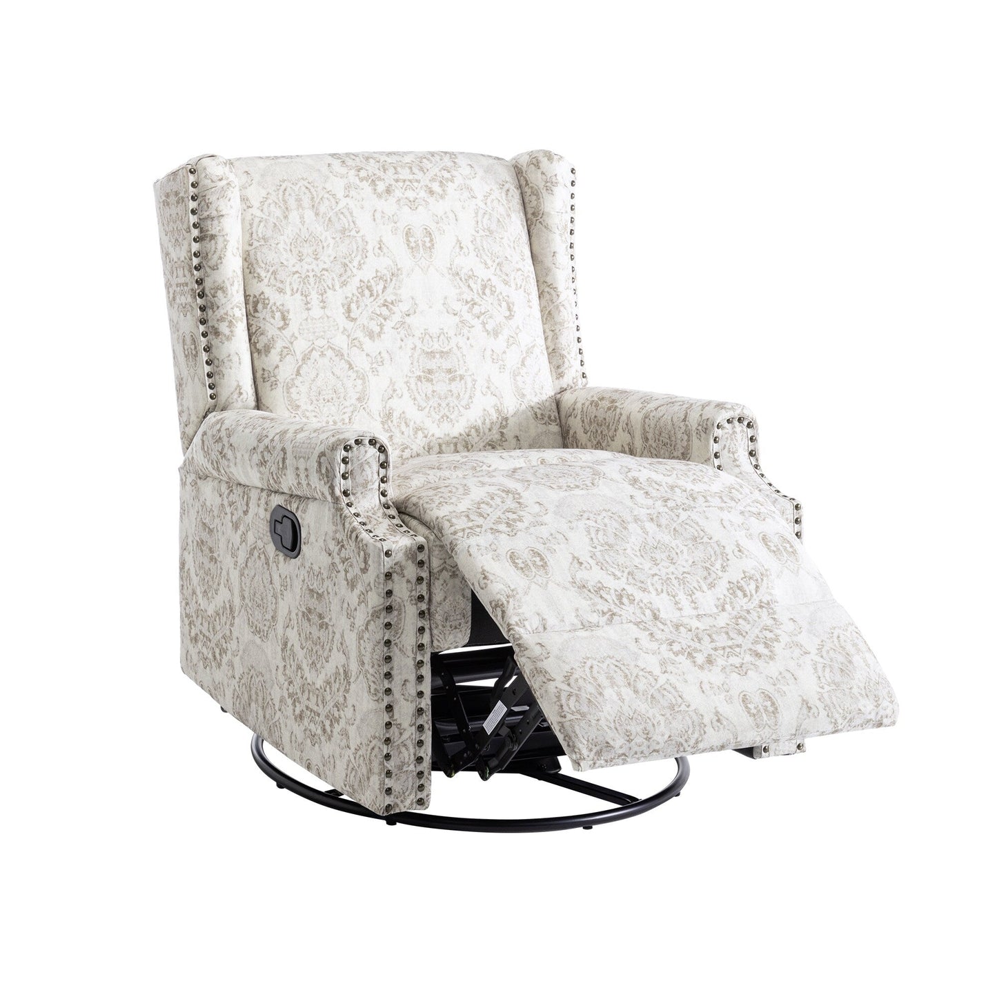 Floral Linen Manual Recliner Chair with Footrest set of 2
