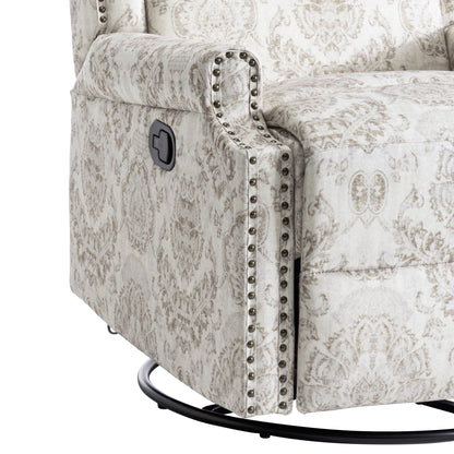 Floral Linen Manual Recliner Chair with Footrest set of 2