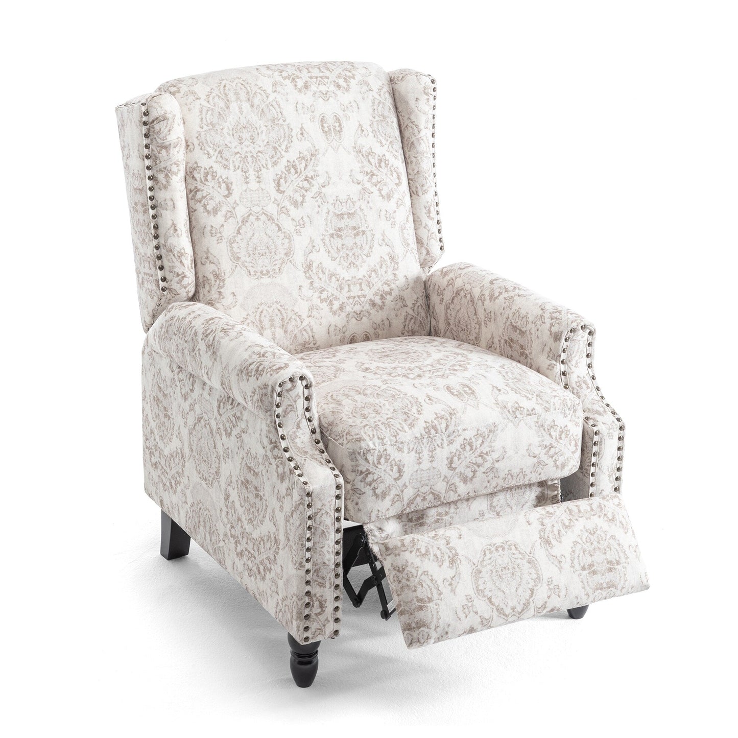 Floral Linen Manual Recliner Chair with Footrest set of 2