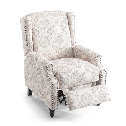 Floral Linen Manual Recliner Chair with Footrest set of 2