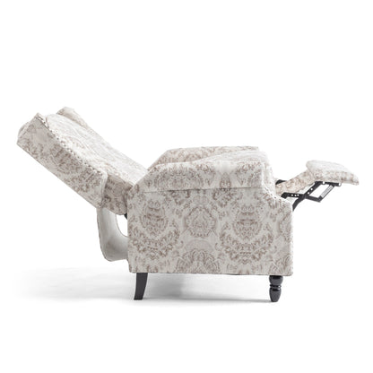 Floral Linen Manual Recliner Chair with Footrest set of 2