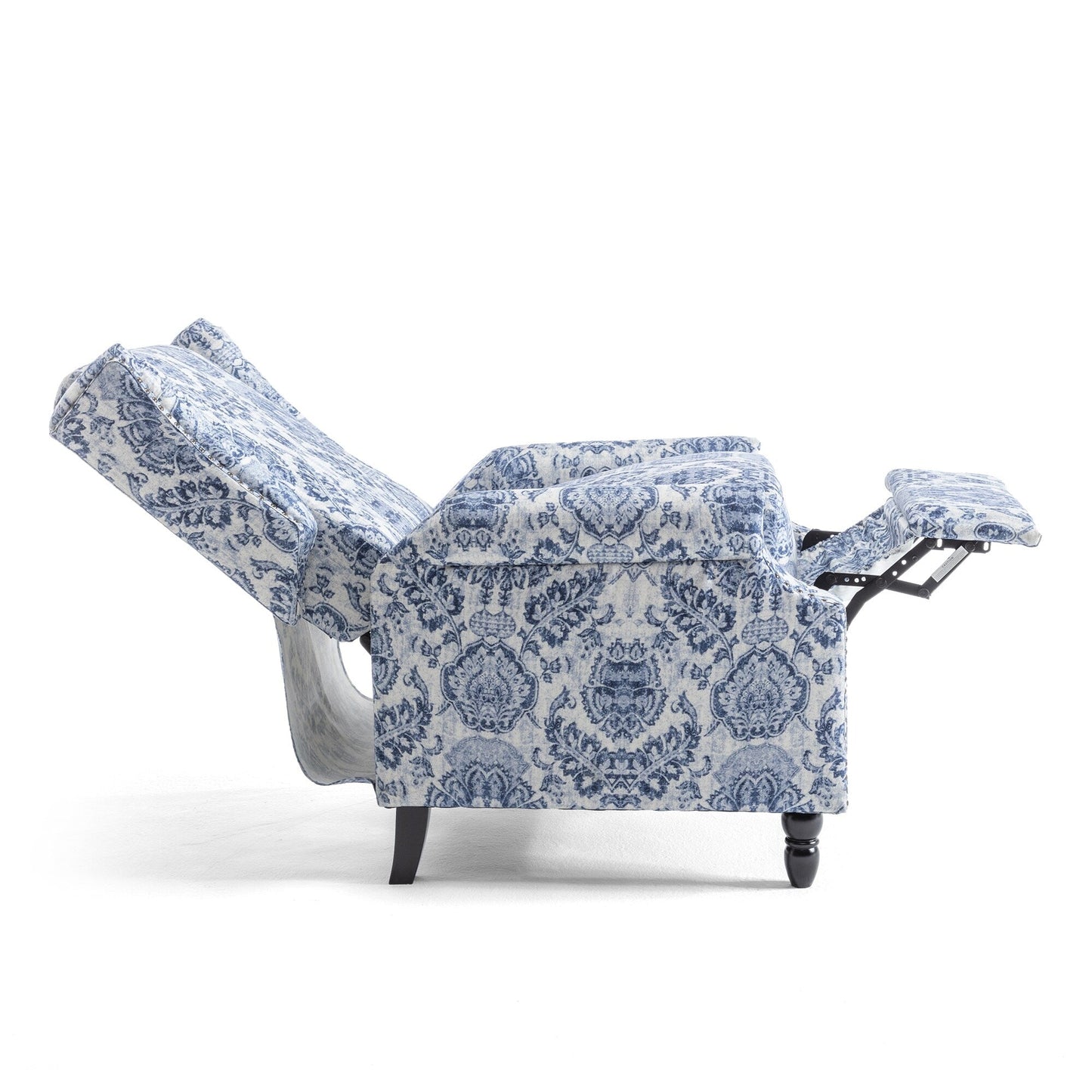 Floral Linen Manual Recliner Chair with Footrest set of 2
