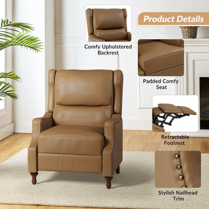 Florens Genuine Leather Recliner with Nailhead Trims by HULALA HOME