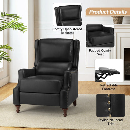 Florens Genuine Leather Recliner with Nailhead Trims by HULALA HOME