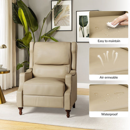 Florens Genuine Leather Recliner with Nailhead Trims by HULALA HOME