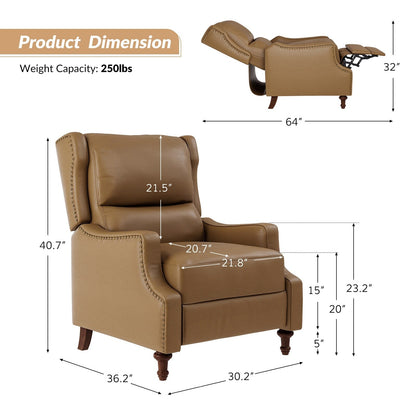 Florens Genuine Leather Recliner with Nailhead Trims by HULALA HOME