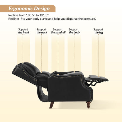 Florens Genuine Leather Recliner with Nailhead Trims by HULALA HOME