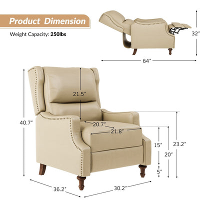 Florens Genuine Leather Recliner with Nailhead Trims by HULALA HOME