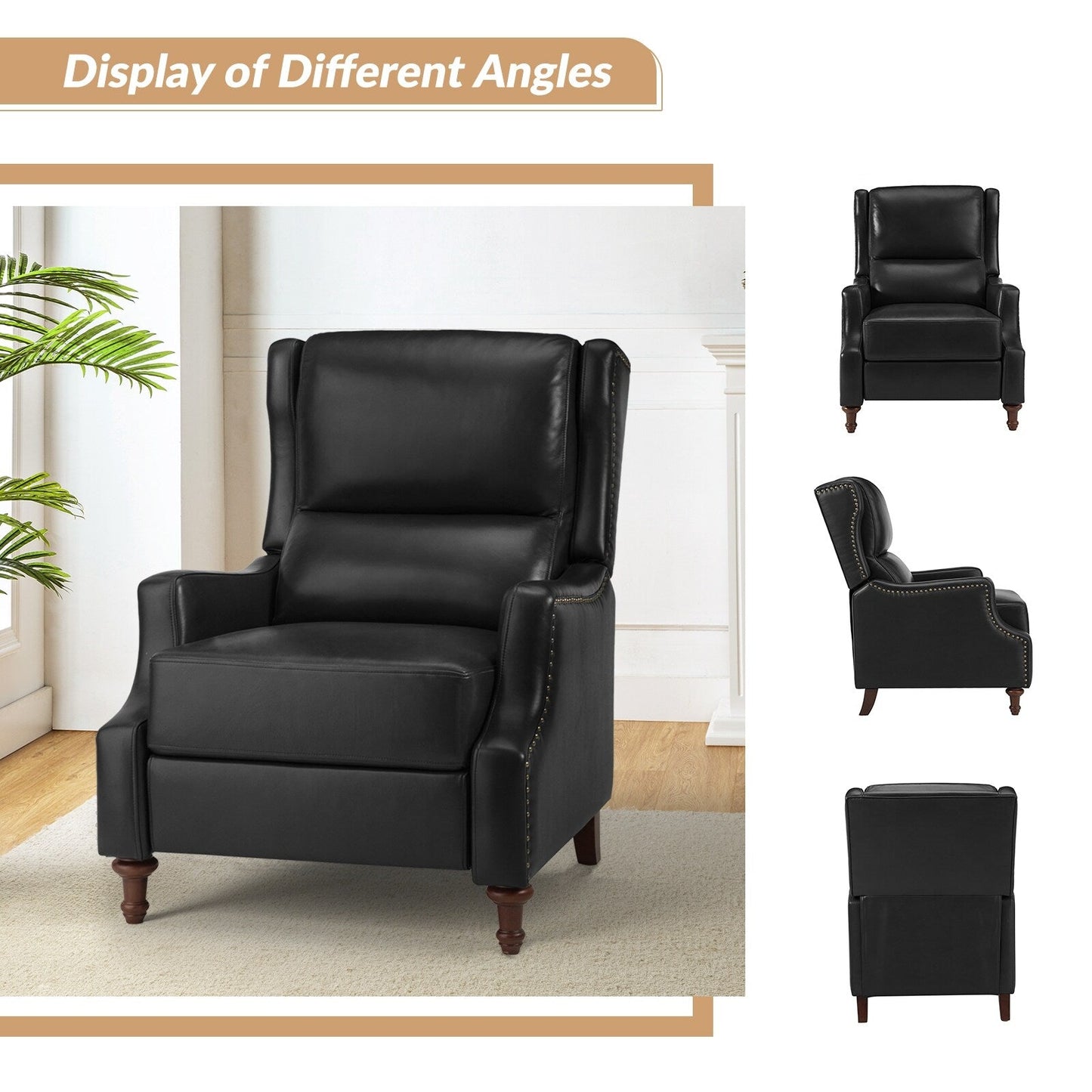 Florens Genuine Leather Recliner with Nailhead Trims by HULALA HOME