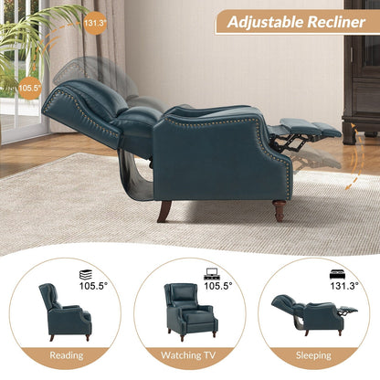 Florens Genuine Leather Recliner with Nailhead Trims by HULALA HOME