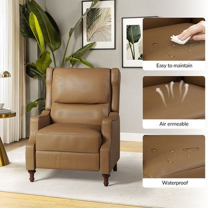 Florens Genuine Leather Recliner with Nailhead Trims by HULALA HOME