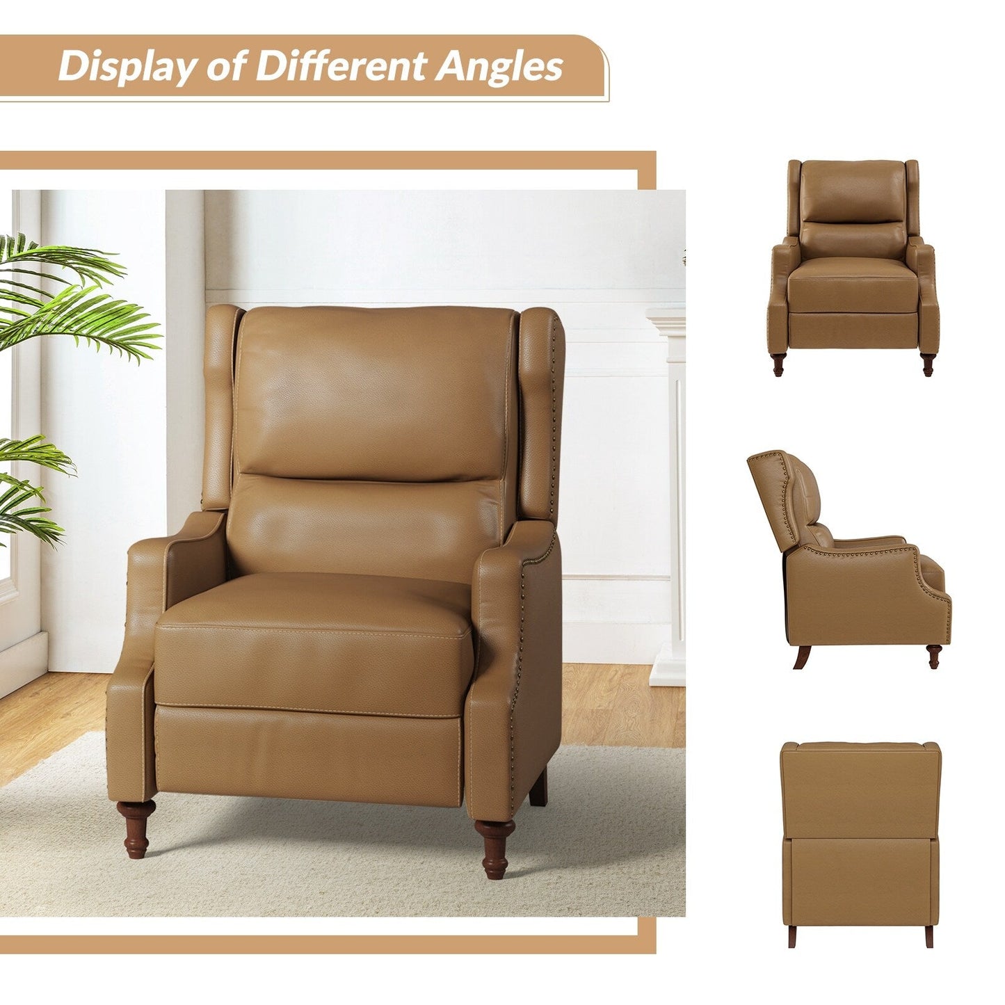 Florens Genuine Leather Recliner with Nailhead Trims by HULALA HOME