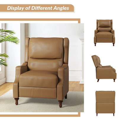 Florens Genuine Leather Recliner with Nailhead Trims by HULALA HOME