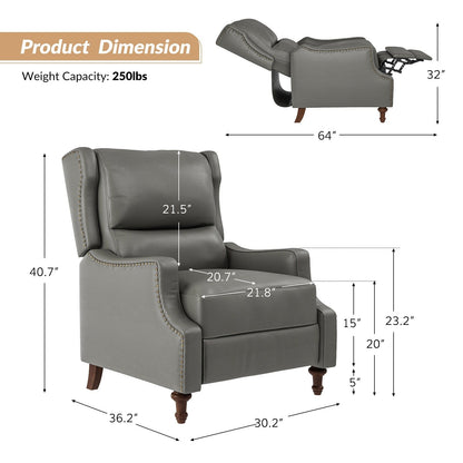 Florens Genuine Leather Recliner with Nailhead Trims by HULALA HOME
