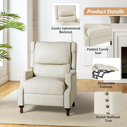 Florens Genuine Leather Recliner with Nailhead Trims by HULALA HOME