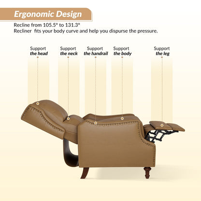 Florens Genuine Leather Recliner with Nailhead Trims by HULALA HOME